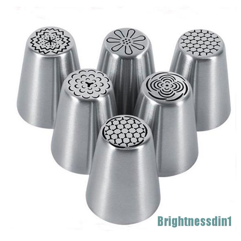 Set 6pcs Ujung Mulut Pipa Icing Desain Tulip Rusia Bahan Stainless Steel