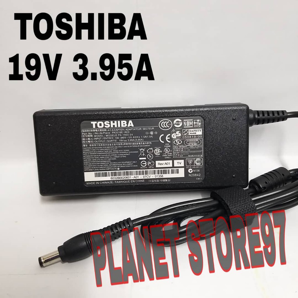 Adaptor Toshiba Satelit 19v 3.95a Original bonus kabel power