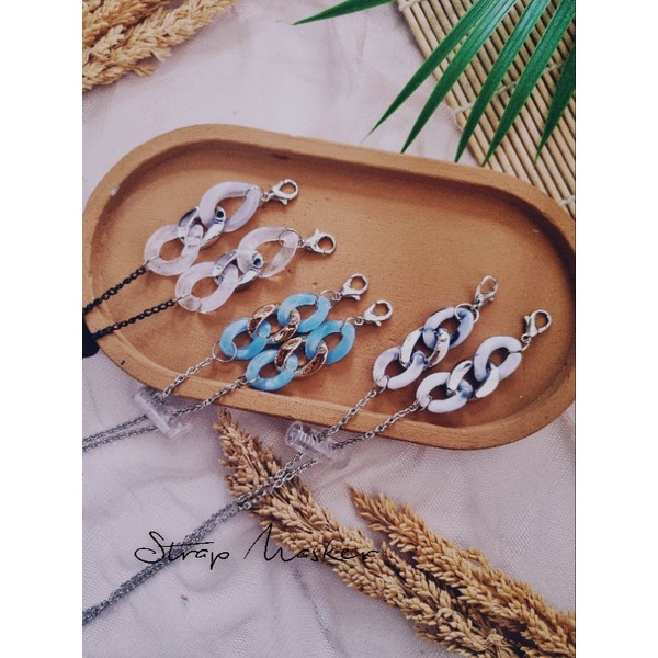 Kalung Masker Hijab Rantai Marmer 2in 1/ Strap Masker Hijab 2in 1 Rantai akrilik