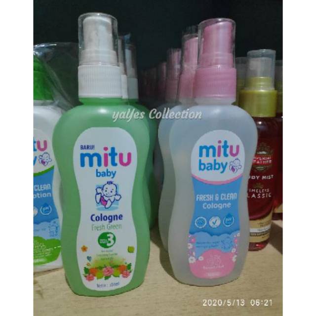 Mitu cologne 100 ml fresh green sweet pink sprai parfum parfume bayi balita remaja mittu