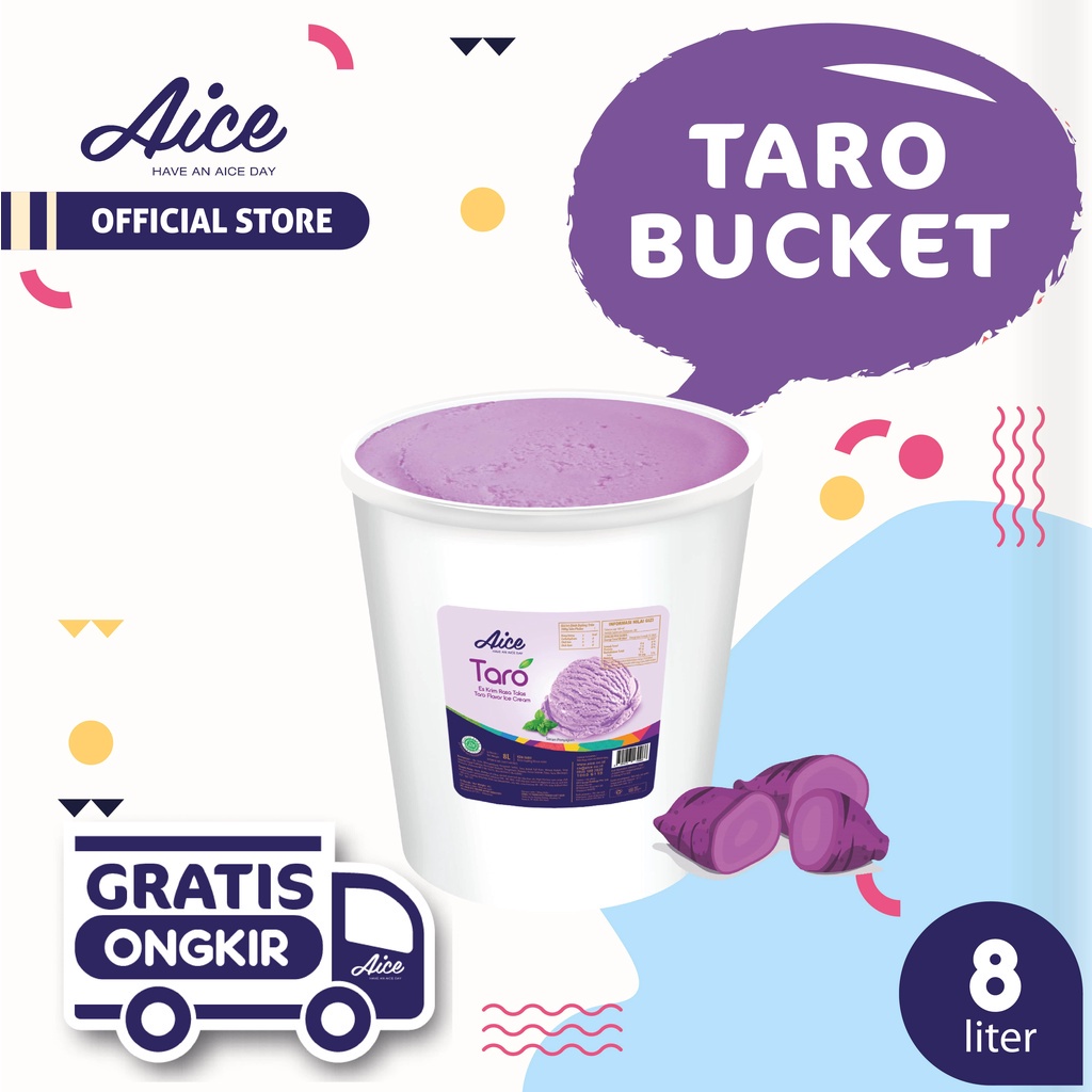 AICE Taro Bucket Ice Cream Es Krim Ember 8L Eskrim
