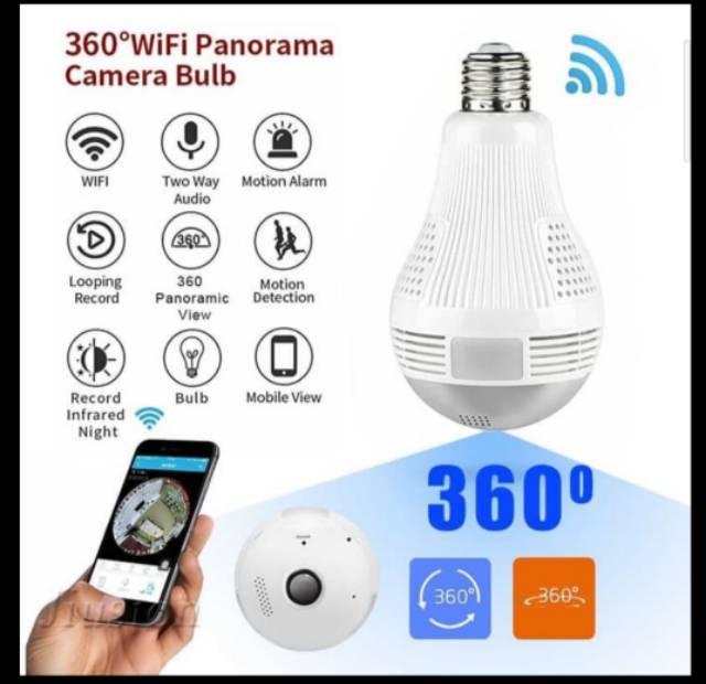 IP Kamera CCTV WiFi bohlam camera panoramic 360 bulb lamp  V380 bukan icsee