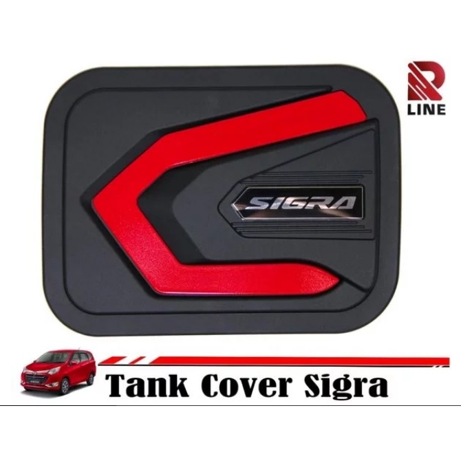 Cover tangki mobil Sigra hitam model list merah