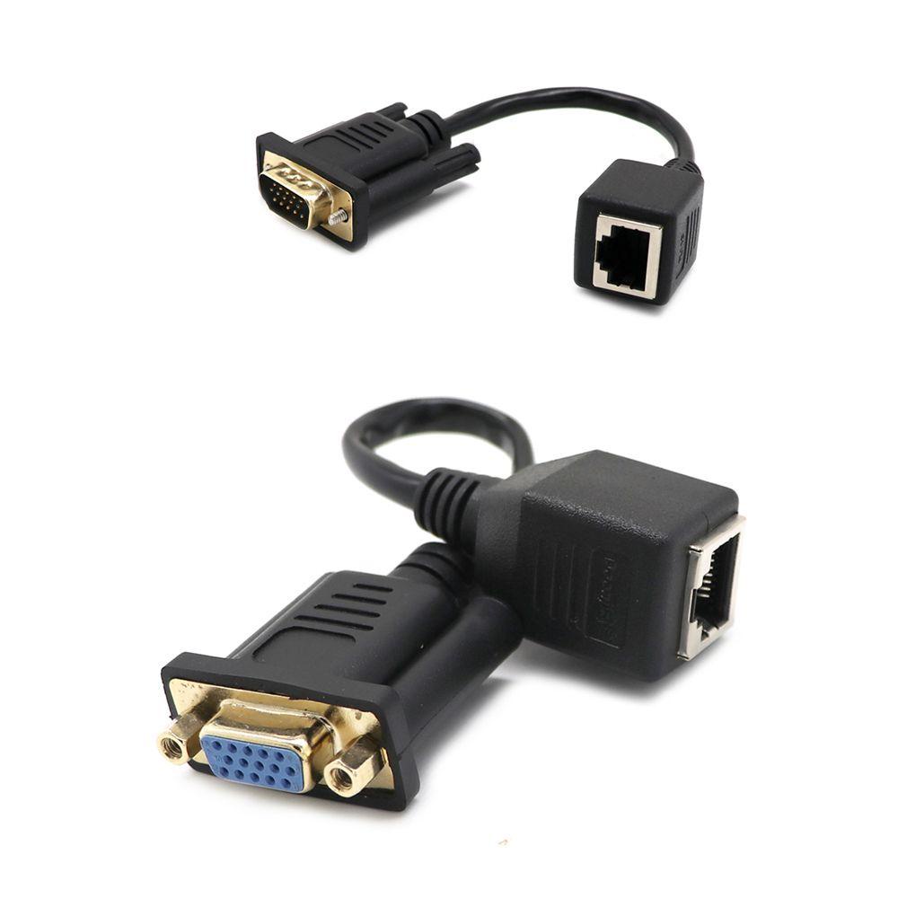 Suyo VGA Extender Tidak Memerlukan Daya Luar Male/Female Ke Female LAN CAT5 CAT6 Adaptor Kabel Jaringan