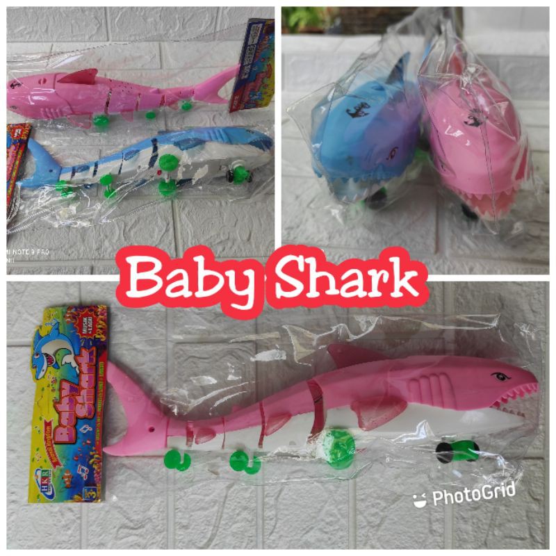 Mainan Anak Baby Shark Baterai Ikan Hiu, Koi Bisa Jalan