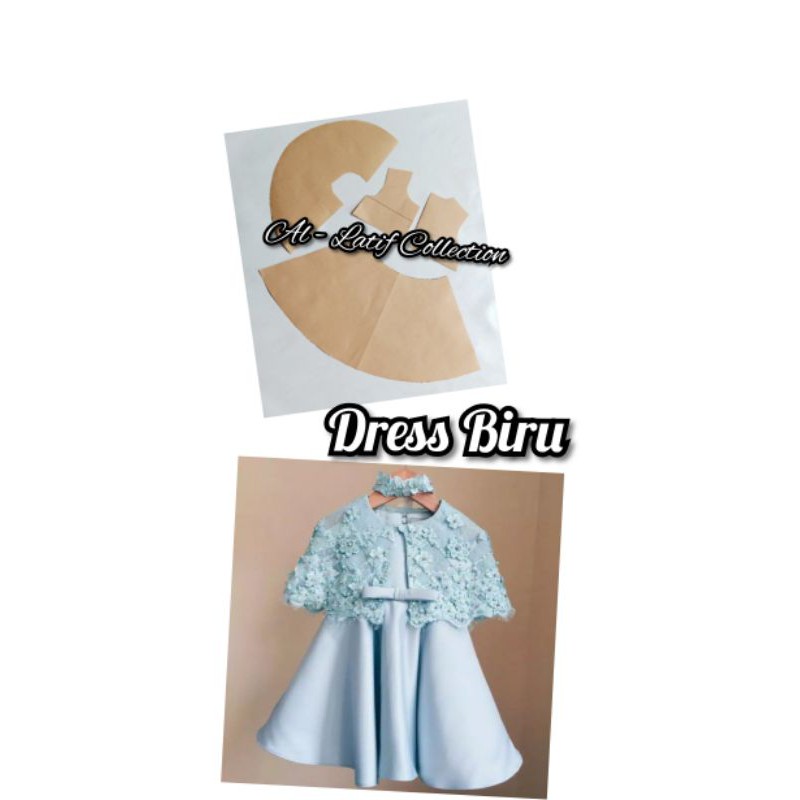 pola instan / pola jiplak dress biru