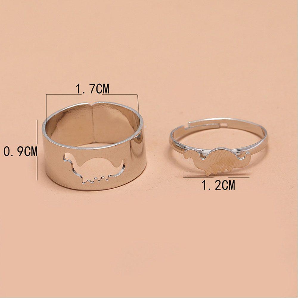 Lily 2Pcs/Set Cincin Mode Baru Kesederhanaan Bentuk Dinosaurus