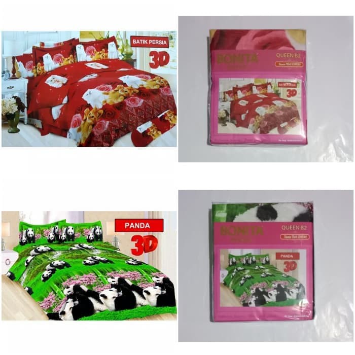 Sprei Bonita Ukuran 160x200 Motif Panda dan Batik Persia