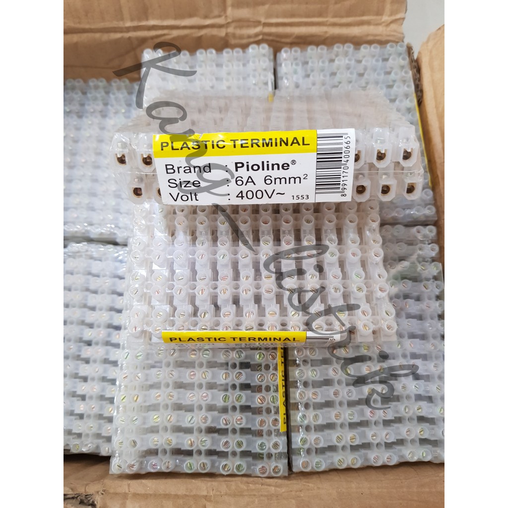 Terminal block Plastik 6 mm - 6A Transparan Pioline per 1 Batang