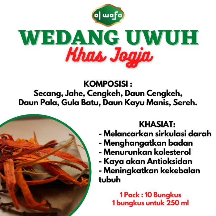 

TRADISIONALMINUMAN- (10 BUNGKUS) WEDANG UWUH KOMPLIT GULA BATU JAHE - KOMPLIT GULA -MINUMAN-