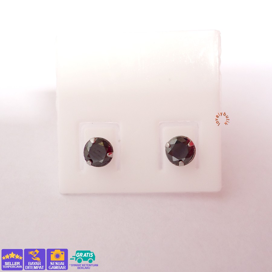 Lovelybutik - Anting Permata Hitam Anting Stainless Anti Karat Ukuran 0,5 Ukuran 0,4 Ukuran 0,3