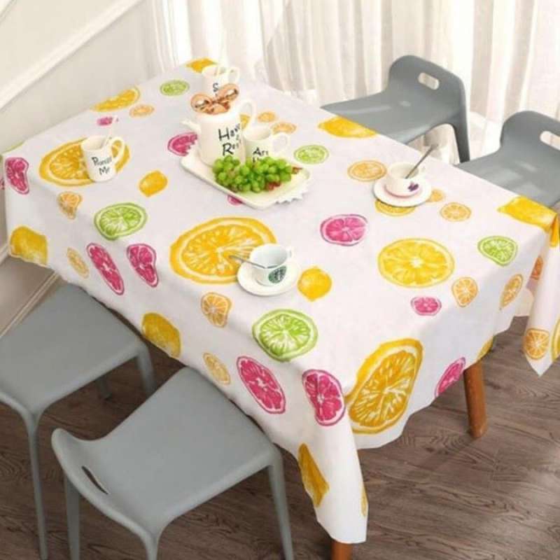 Taplak Meja Makan Rumahan Persegi Motif Modern Anti Minyak dan Anti Air Anti Licin Tahan Lama/Taplak Meja Motif Gambar Variatif Bentuk Kotak Bahan PEVA Awet