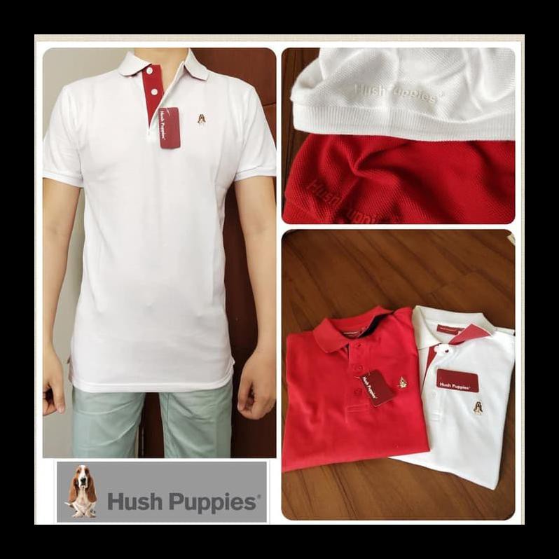 PROMO S064 NEWW HUSH PUPPIES RED & WHITE POLO SHIRT MANS ORIGINAL BRANDED KAOS POLO LAKI-LAKI PALING