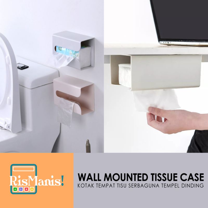 WALL MOUNTED TISSUE CASE - Box Tempat Tisu Kotak Serbaguna Tempel Dinding Gantungan Kantong Plastik