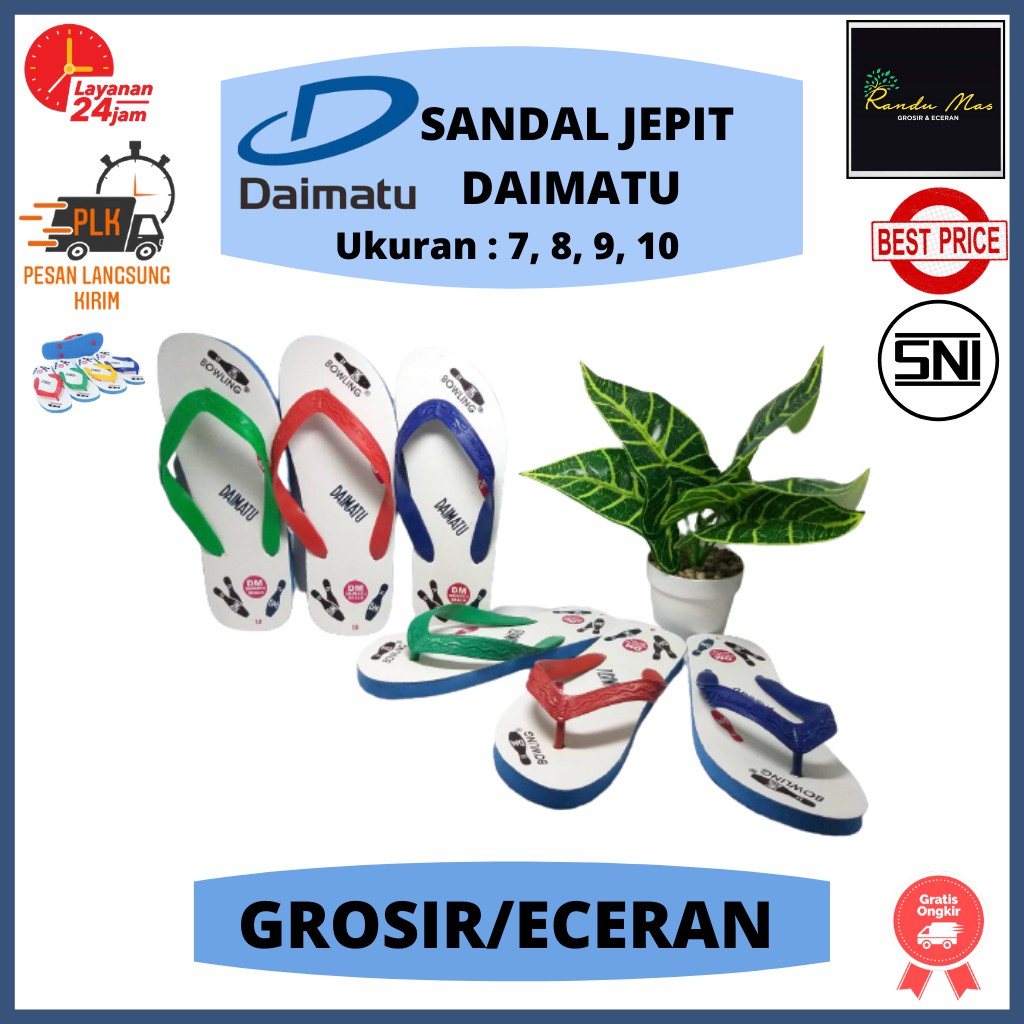 Sandal Jepit Daimatu Bowling Original Legendaris Semua Ukuran Warna Murah dan Berkualitas