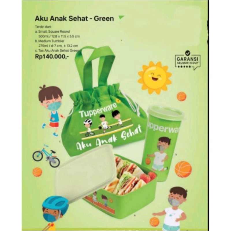 tempat bekal set tupperware / simple / tempat makan set tumbler free tas tupperware