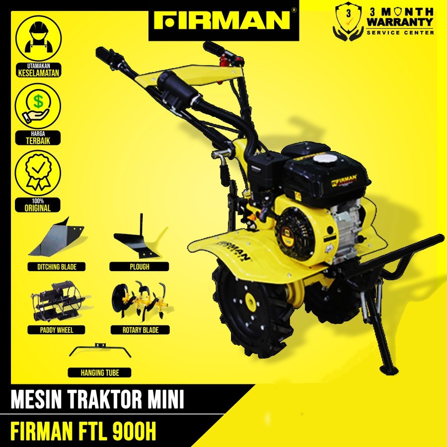 Mesin Bajak Tanah Mini Tiller Cultivator Firman FTL900H FTL 900H Traktor Mini Bajak Sawah Bajak