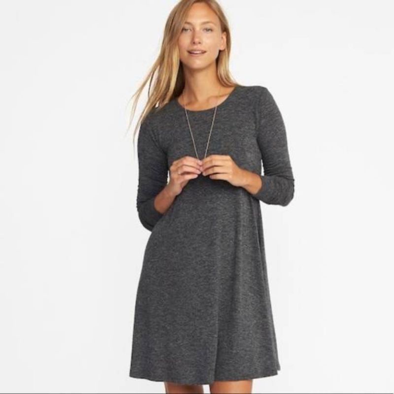 Old Ny black marled longsleeve swing dres