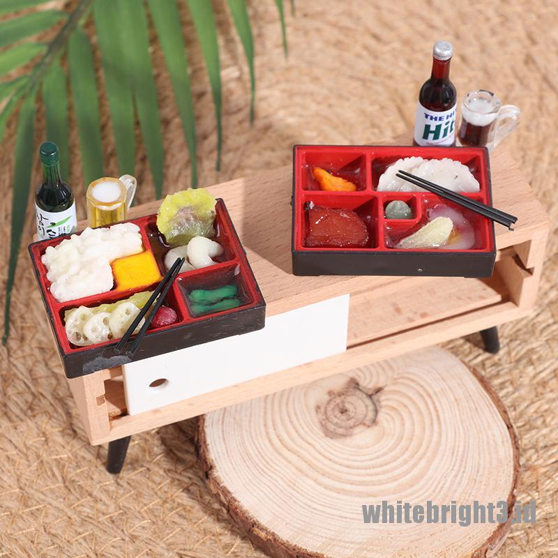 (white3) Miniatur Kotak Makan fast food Gaya Jepang Untuk Aksesoris Rumah Boneka 1: 12