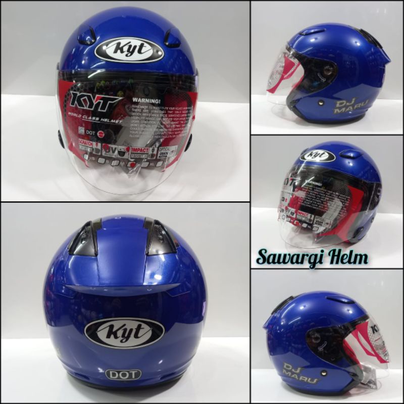 HELM KYT DJ MARU POLOS BIRU GLOSY《BISA COD BAYAR DI TEMPAT》
