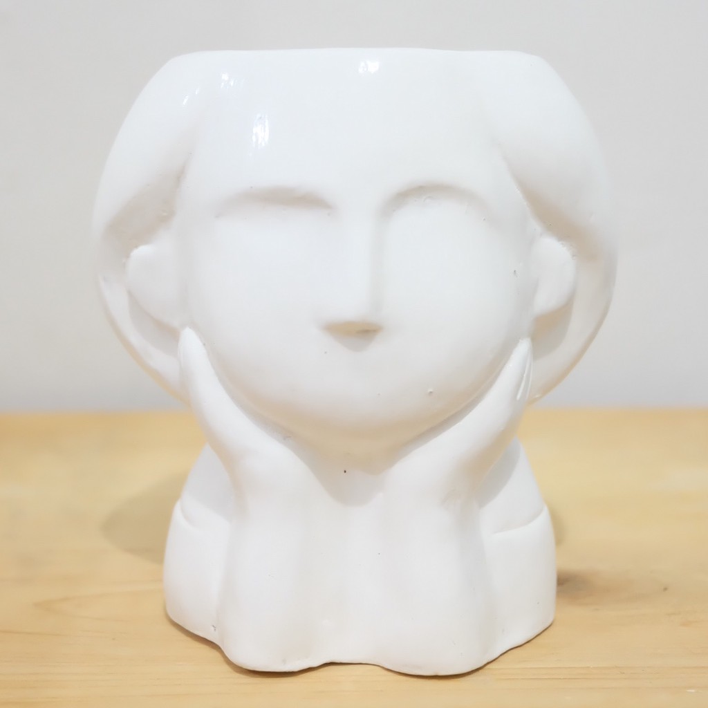 pot gerabah tanah liat clay pot girl pot tanaman bunga cantik bentuk wajah cewek