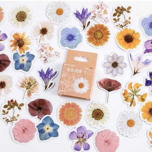 [MILOLI] 46 Pcs FLOWER Deco Sticker Planner DIY Scrapbook Stiker Bunga Dekor Kotak - B0030-5