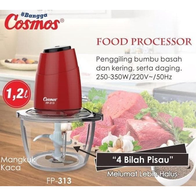 Cosmos Food Chopper FP-313 Chopper FP313 Food Processor FP 313 Pelumat Makanan 1.2 Liter