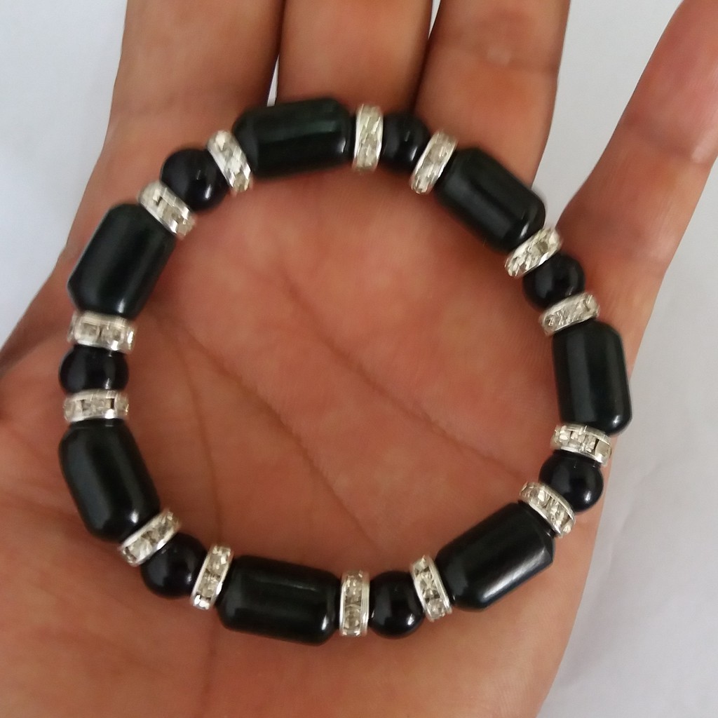 Baru! Gelang Giok Black Jade Aceh Terapi Kombinasi Manik Manik