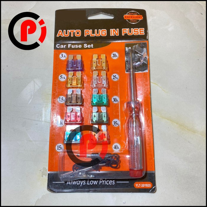 Paket Testpen DC Plus Car Fuse Blade Standart 10 Pcs Untuk Motor Mobil