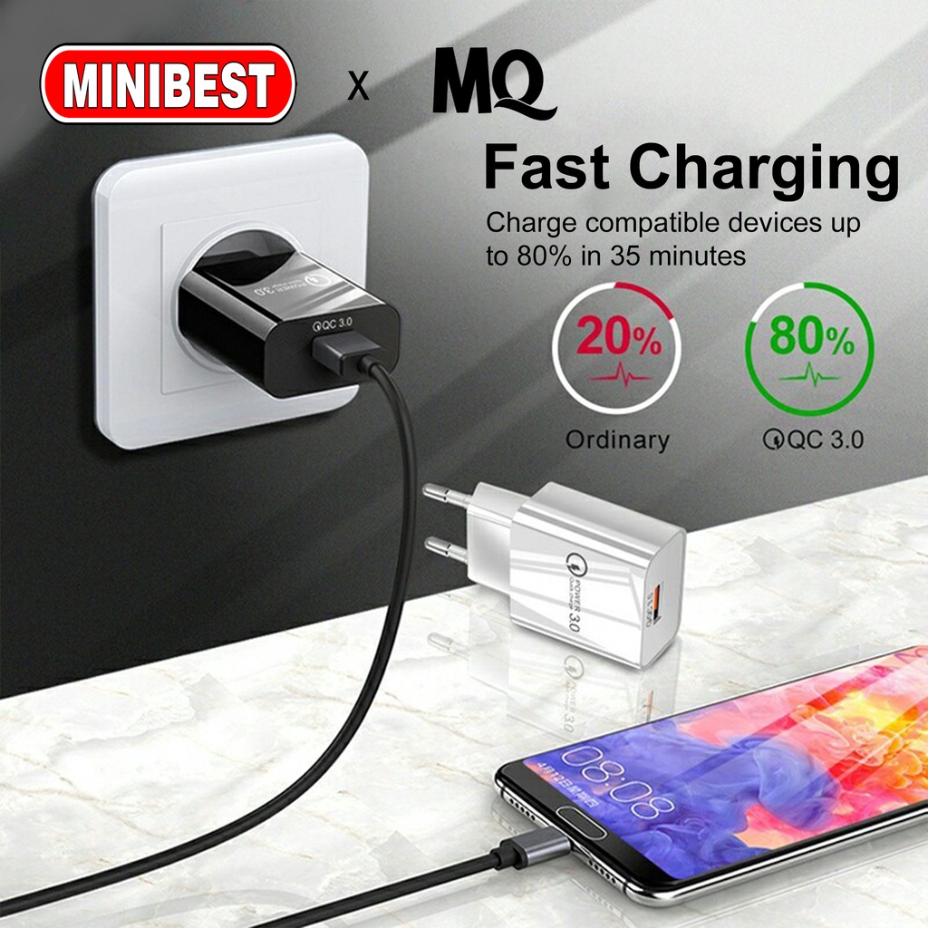 Adapter Charger Dinding Single Port 18W QC3.0 Fast Charging untuk Travel MQ-FT03