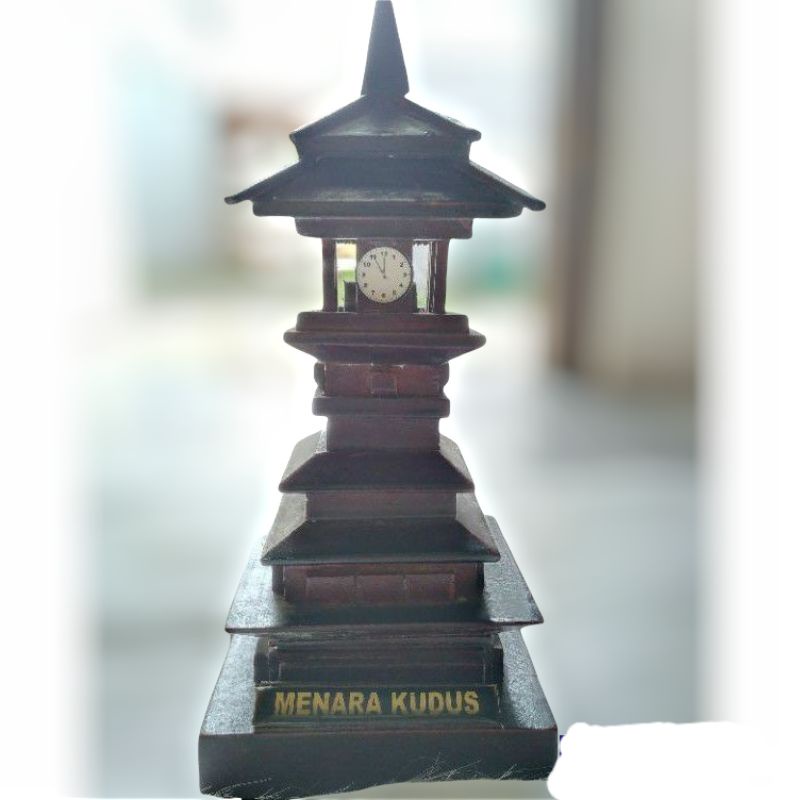 Miniatur Menara Sunan Kudus Kayu Jati Asli Souvenir Pernikahan Kota Kretek