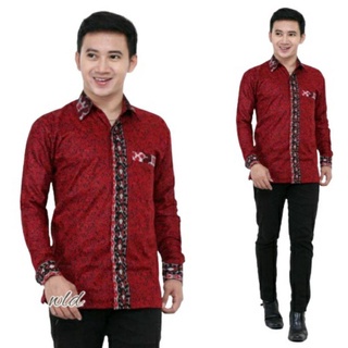 Kemeja Batik Pria Modern Lengan Panjang Casual Modis Slim Fit Trendy Masa Kini OL 162