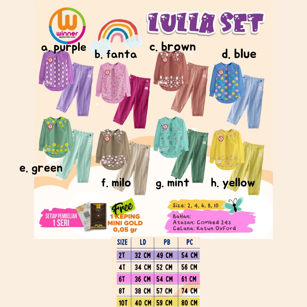 SET LULLA GIRLY WINNER setelan panjang anak cewek SETELAN WINNER setelan anak murah SETELAN PANJANG 