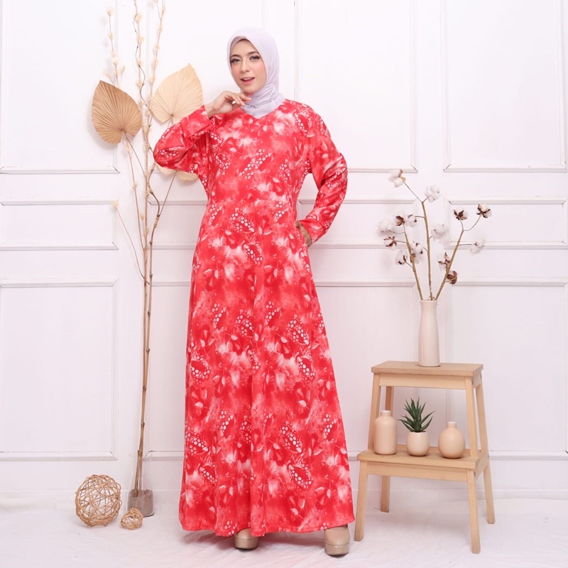 GAMIS ABSTRAK JUMBO SCUBA XXL XXXL LD120 LD130 BUSUI TALI PAYUNG BESAR IBU IBU CANTIK WARNA POLOS