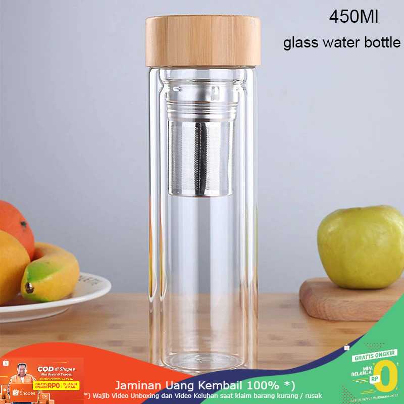 (BISA COD) RVOSTR BORREY Botol Minum Kaca Tea Infuser Glass Bottle 450ml - BR-029