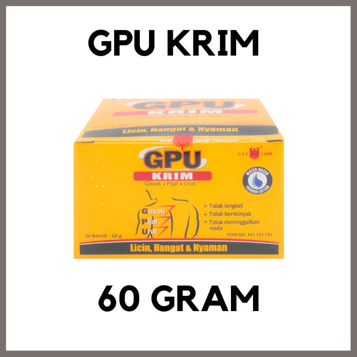 GPU KRIM 60 GRAM SEREH GOSOK PIJAT URUT BALSEM OTOT CAP LANG CAPLANG