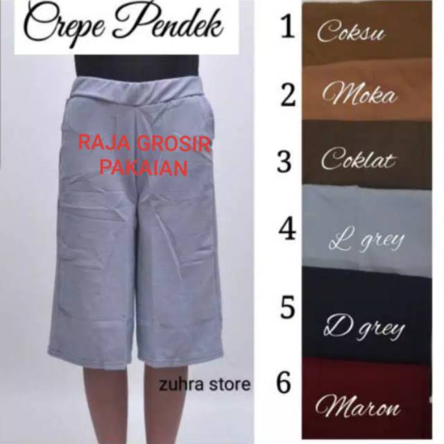 CELANA KULOT PENDEK 7/8 STANDAR FIT TO L DEWASA BAHAN WAFFLE/CREPE