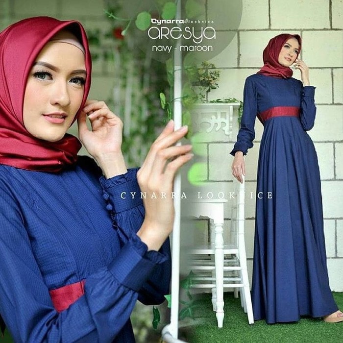 Aresya Maxi Dress Gamis Baju Panjang Wanita Hijab Casual Modern Gamis