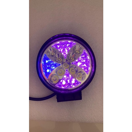 lampu sorot tembak 9 led 12-24 volt model bulat senja nyala RGB