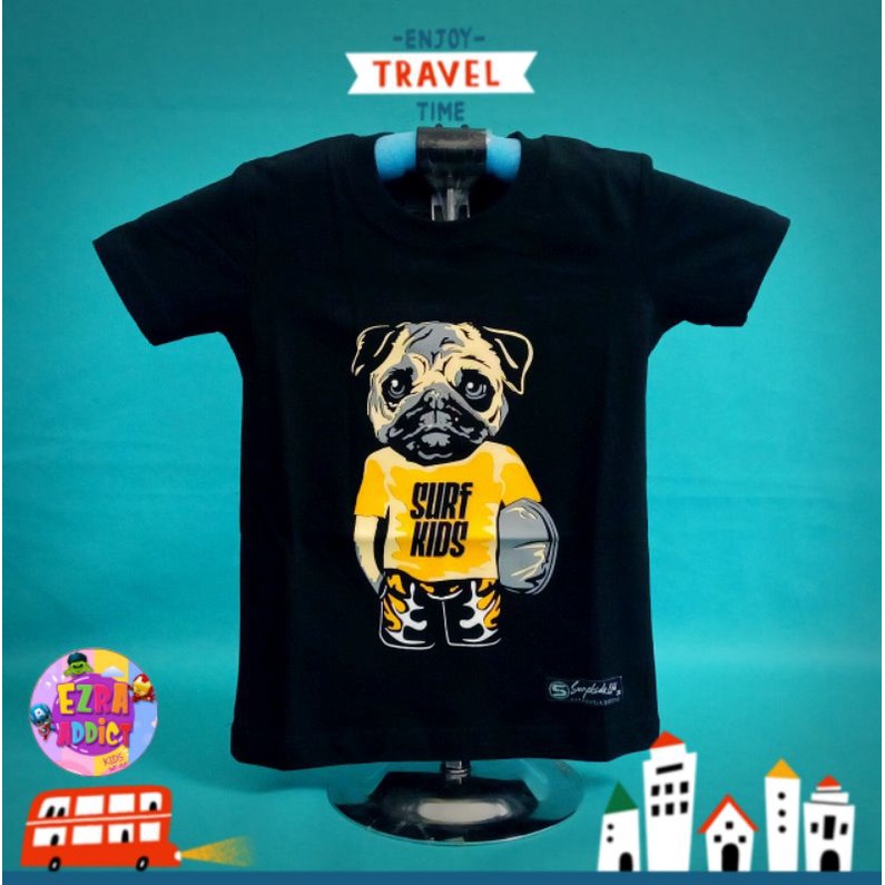 ORIGINAL Surfkids - Umur 1 2 3 4 5 6 7 8 tahun - Baju Distro Anak - Surfkids Hitam - Kaos Distro Ana