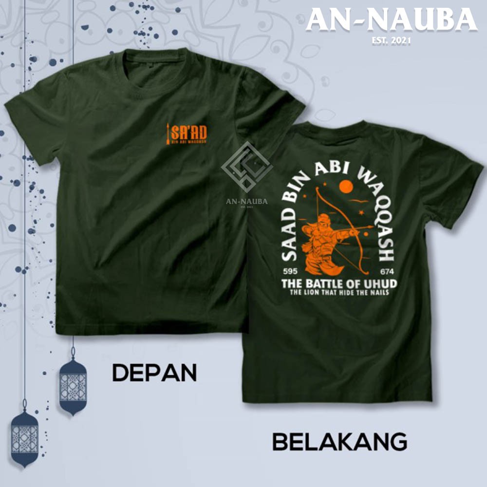 Kaos Dakwah Islami Sahabat Nabi / SAAD BIN ABI WAQQASH BATTLE UHUD / Baju Santri Muslim [AN-6328]-2