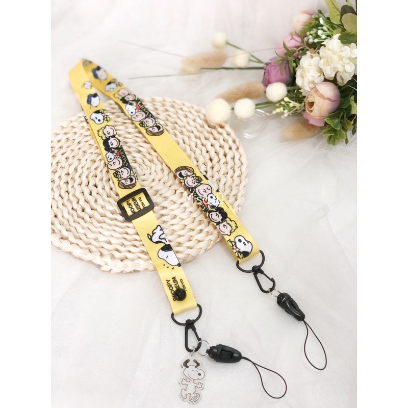 Tali strap Masker Snoopy yellow / gantungan hp strap mask lanyard kartun motif Snoopy jepang set