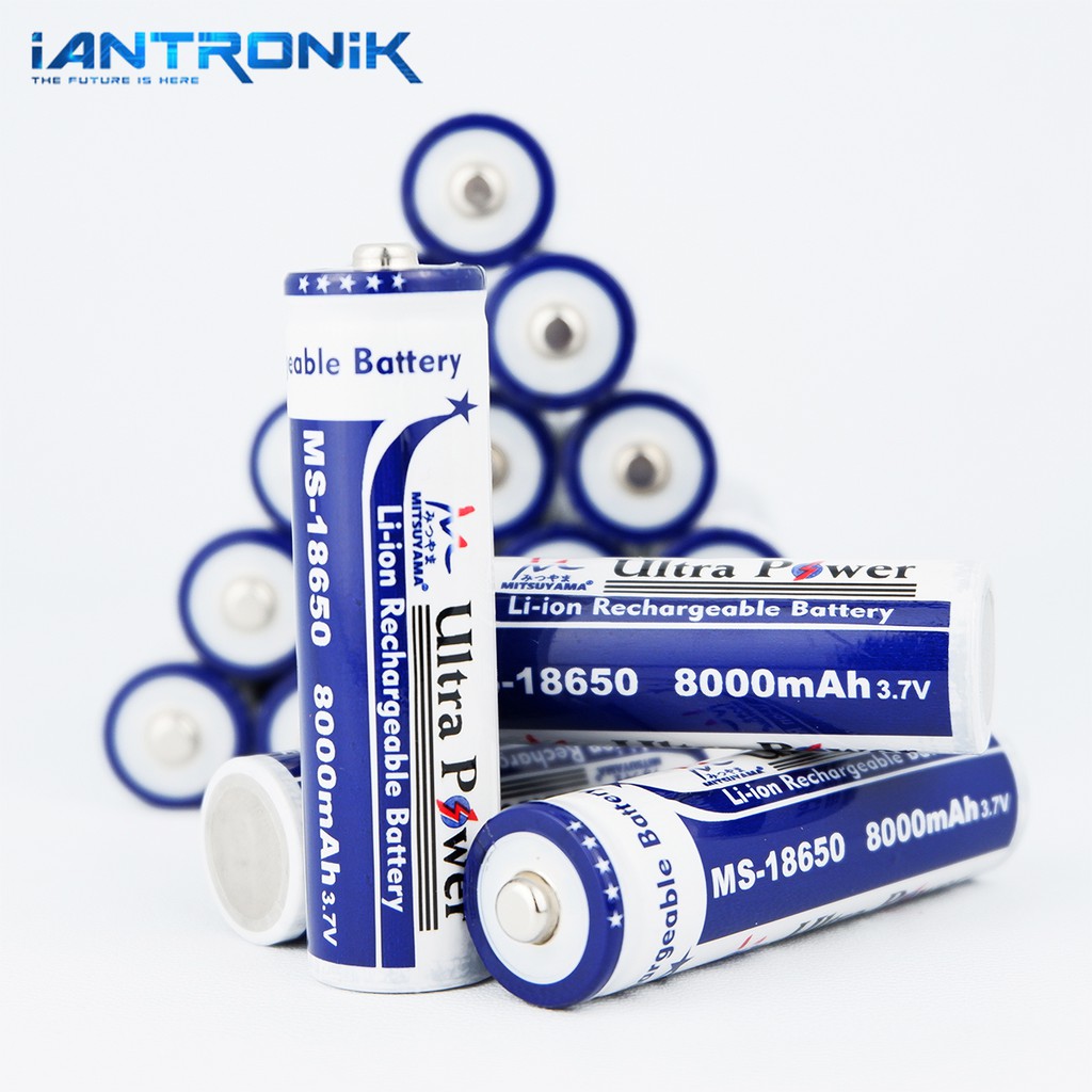Battery 8000mAh Tipe 18650 Rechargeable / Baterai Cas Ulang Button TOP