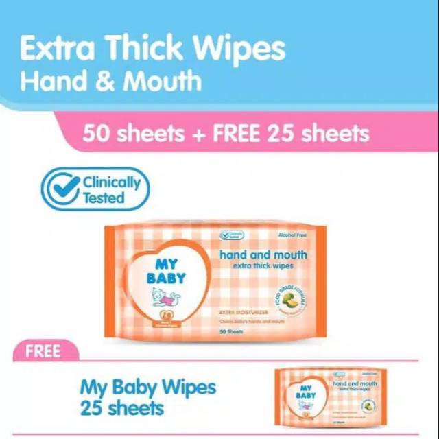 My Baby Wipes 50 + 50 sheet tisu basah bayi