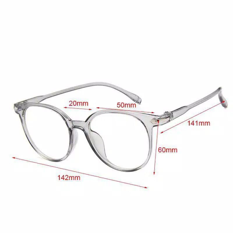 KACAMATA ANTI RADIASI WANITA PRIA FRAME SUNGLASSES LENSA TRANSPARAN IMPOR KACAMATA KOREA BG KC005 (138)