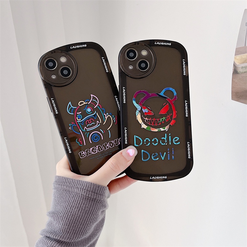 Soft Case Pelindung Lensa Kamera Motif Emoji Bahan TPU Tahan Banting Untuk iPhone 13 12 11 Pro Max Xr X Xs Max 7 8 Plus SE 2020