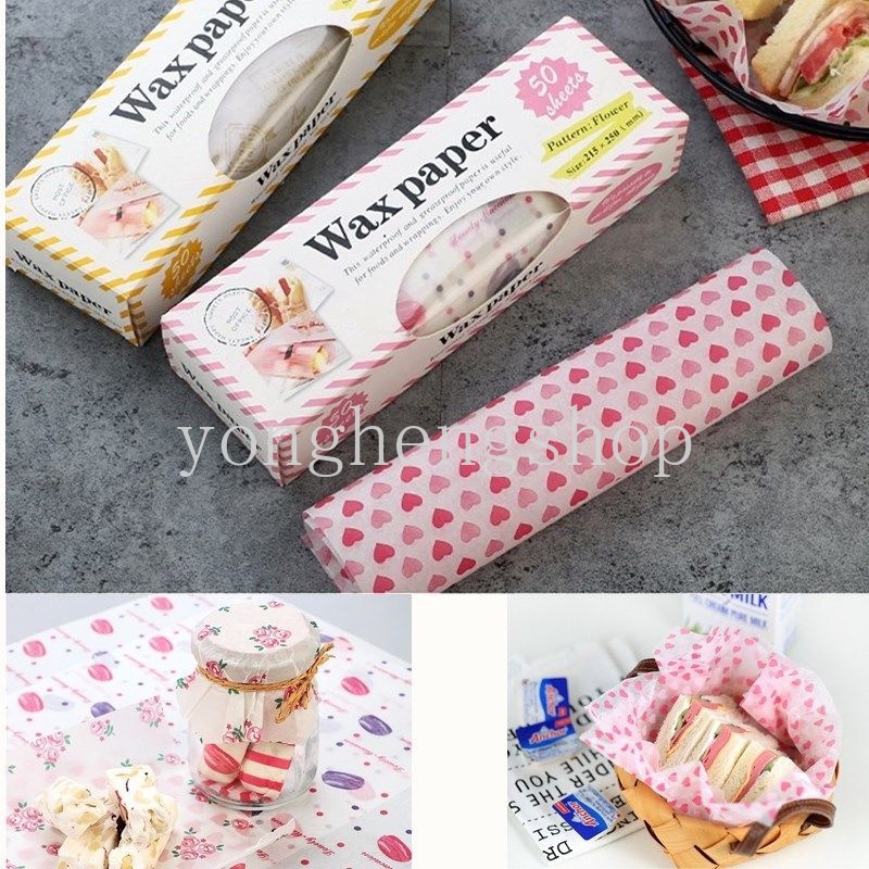 50pcs / Lot Kertas Pembungkus Makanan Roti Sandwich Burger Fries Kue Dessert DIY