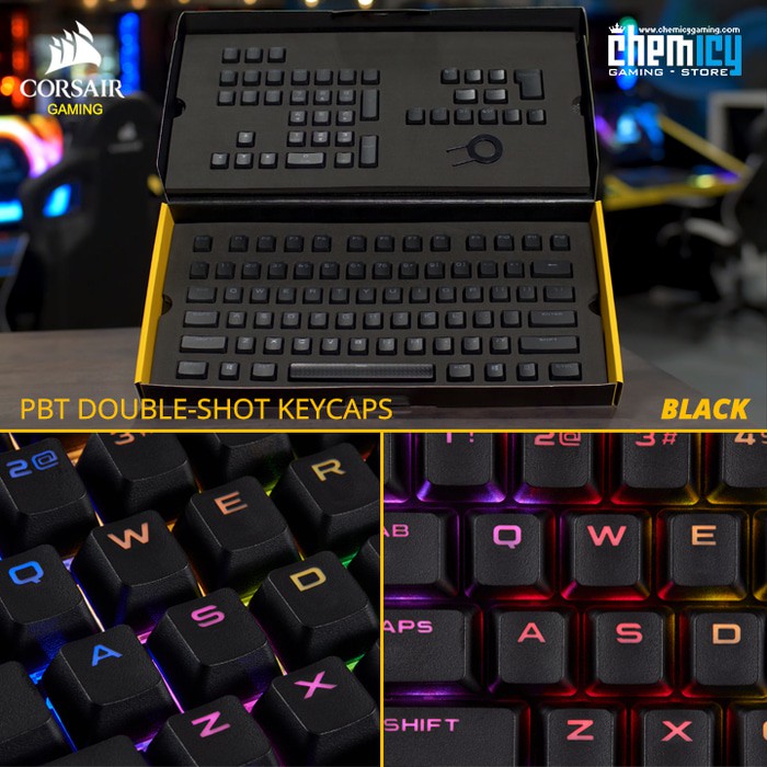 Corsair PBT Double Shot 104/105 Backlight Keycaps Set - Black