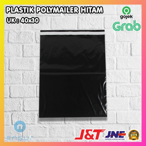 

HJK PLASTIK PACKING OLSHOP PE POLYMAILER kantong kemasan amplop plastik 30x40 HITAM GLOSSY mewah