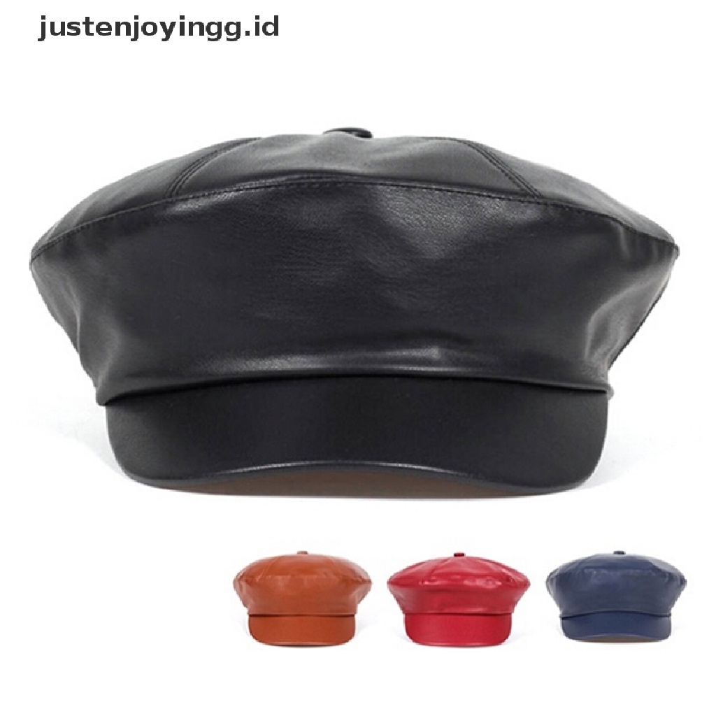 Topi Baret Bahan Kulit Pu Gaya Vintage